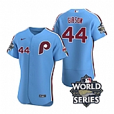 Phillies 44 Kyle Gibson Blue Nike 2022 World Series Flexbase Jersey,baseball caps,new era cap wholesale,wholesale hats